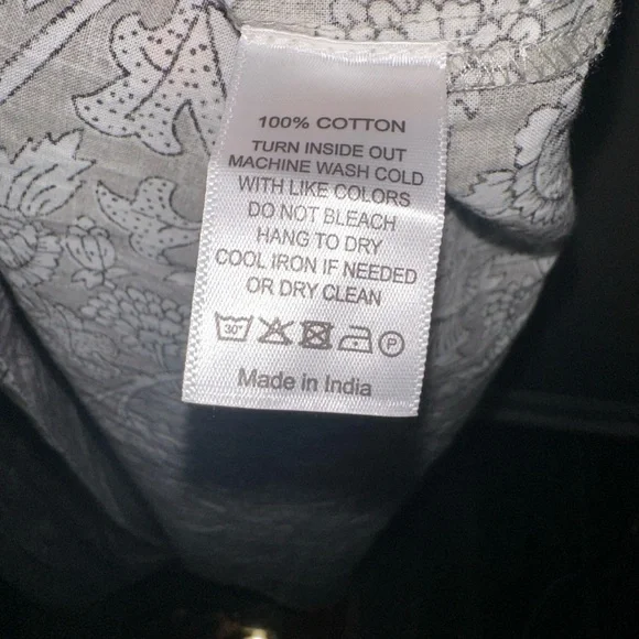 ANNA CATE Grey Floral Block Print Maxi Dress XS Puff Sleeve V-Neck Cotton Luxe - Picture 8 of 8